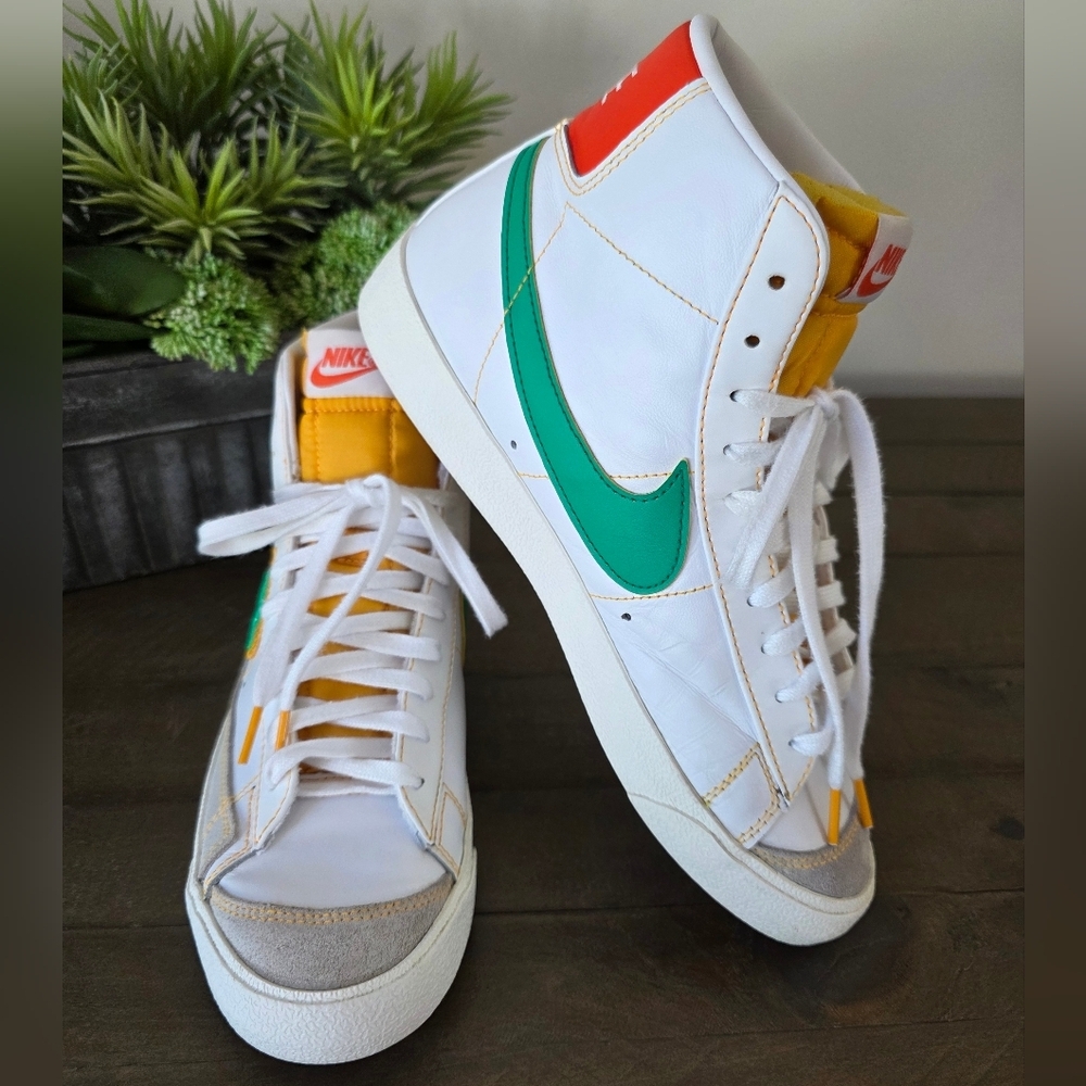 Nike Blazer Mid 77 Rayguns Sneakers Mens 9 Leather Sequin Swoosh Basketball - Picture 3 of 15